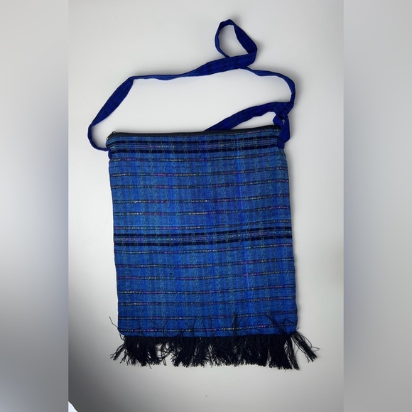 Embroidered Zipper Hippie Bag Color blue‎ - Picture 4 of 9